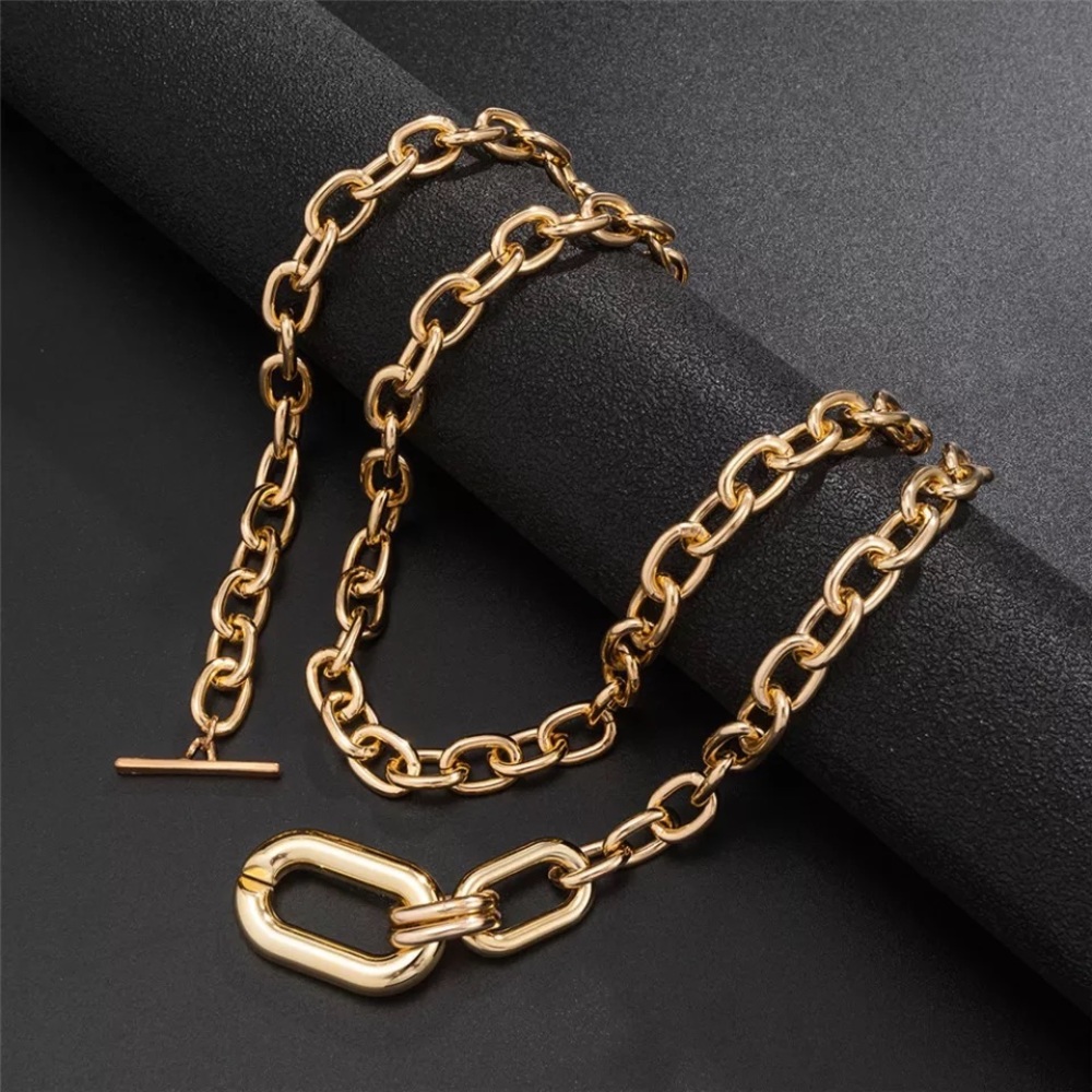 Zara Set Gold Double Interlock Oval Circle Link Chain Necklace NEW - Picture 14 of 16